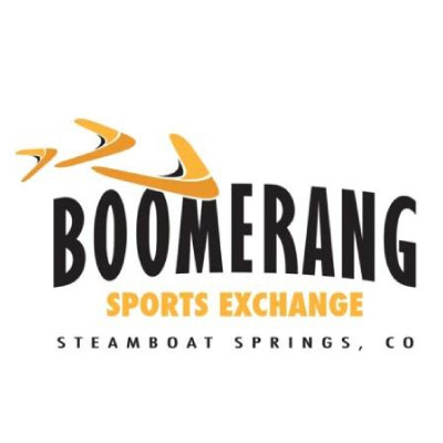 Western-Resilience-Center-sponsor-boomerang Logo for Boomerang Sports Exchange, featuring three stylized orange boomerangs above bold black text "Boomerang" and orange text "Sports Exchange," with "Steamboat Springs, CO" underneath.