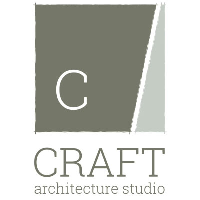 Western-Resilience-Center-sponsor-craft-architecture-studio Logo for CRAFT architecture studio featuring a large, stylized "C" inside a gray square with a diagonal light gray segment, and the studio name in uppercase and lowercase letters below.