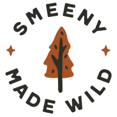 Western-Resilience-Center-sponsor-smeeny A hand-drawn brown tree is centered between the words "SMEENY" above and "MADE WILD" below, with two small orange star shapes on either side of the tree.