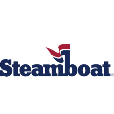 Western-Resilience-Center-sponsor-steamboat The word "Steamboat" in bold blue letters with a red and blue stylized flag rising from the letter "m.