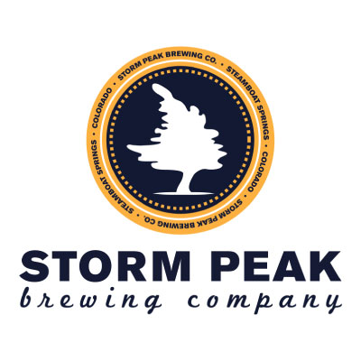 Western-Resilience-Center-sponsor-storm-peak Logo for Storm Peak Brewing Company featuring a stylized white tree on a navy circle, surrounded by the text "Storm Peak Brewing Co. Steamboat Springs Colorado" in gold. Company name is below in bold navy letters.