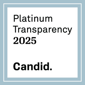 A white square with a light blue border displays the text: "Platinum Transparency 2025" and "Candid." in bold at the bottom.
