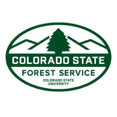 csfs-logo-01 Oval-shaped logo of Colorado State Forest Service. A pine tree stands between mountain outlines above the words "COLORADO STATE FOREST SERVICE" and "COLORADO STATE UNIVERSITY," all in green on a white background.