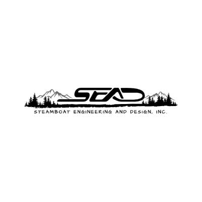 sead-logo-01 Logo for Steamboat Engineering and Design, Inc. showing the acronym "SEAD" in bold letters, with mountain and tree silhouettes in the background and the full company name written below.